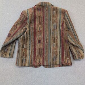 BonWorth Women's Geometric Print Zipper Front Jacket Blazer Size Large Petite